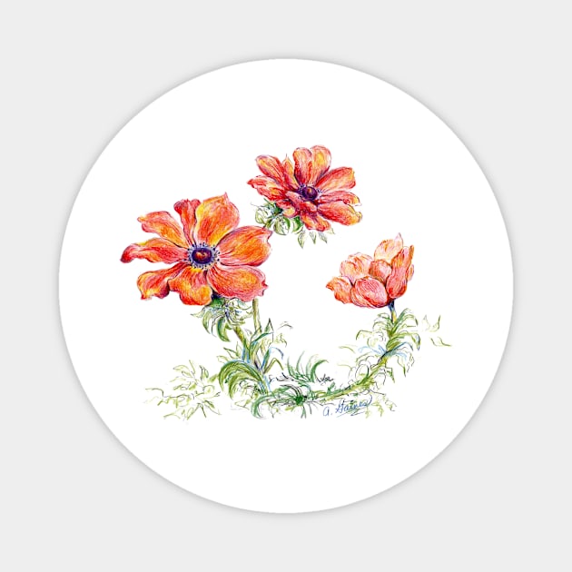 Color illustration of Red Poppies Magnet by ShiningLightGallery